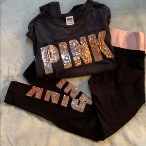 PINK Yoga pants set w/long sleeve top